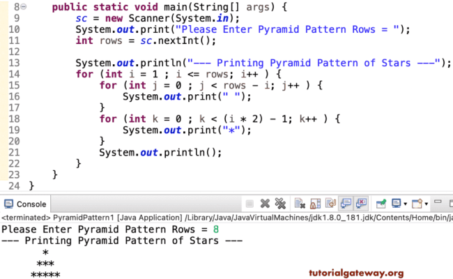 Java Program To Print Pyramid Star Pattern