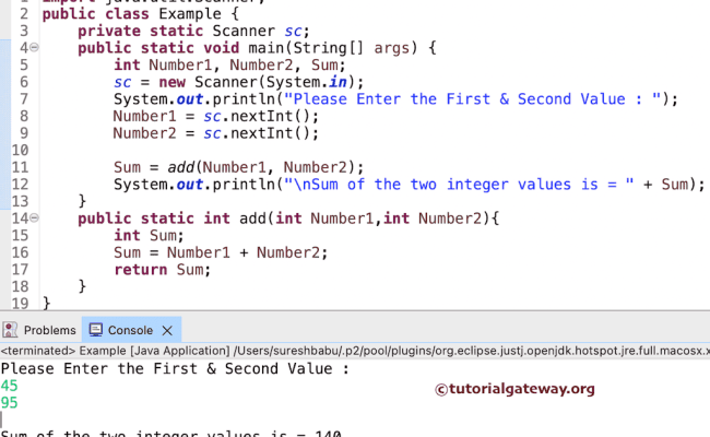 Java Program To Add Two Numbers