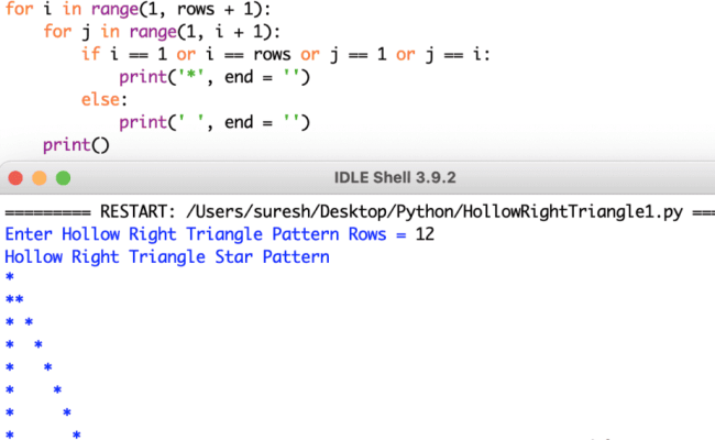 Python Program To Print Right Angled Triangle Star Pattern – Otosection