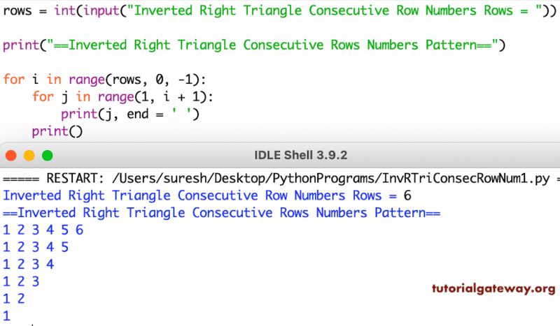 Python Program To Print Consecutive Column Numbers In Right Triangle - Retina Geometric Designs for Desktop