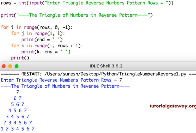 C Program To Print Triangle Of Numbers In Reverse Pattern - Premium Mountain Design Gallery - Retina