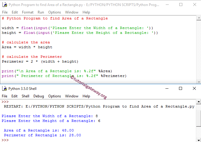 Java Program To Find Area Of Rectangle It has methods that calculate theperimeter and the area of the rectangle.