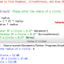 Python Program To Find Diameter Circumference And Area Of A Circle