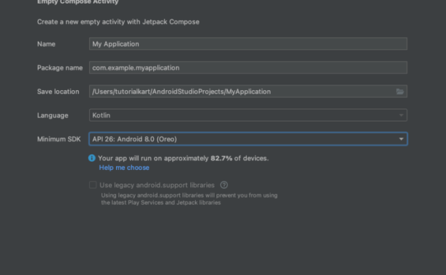 Create New Android Studio Project With Jetpack Compose