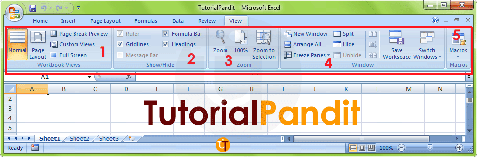 Ms excel view tab in hindi