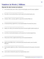 writing millions in words worksheets