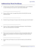 subtraction word problems worksheets