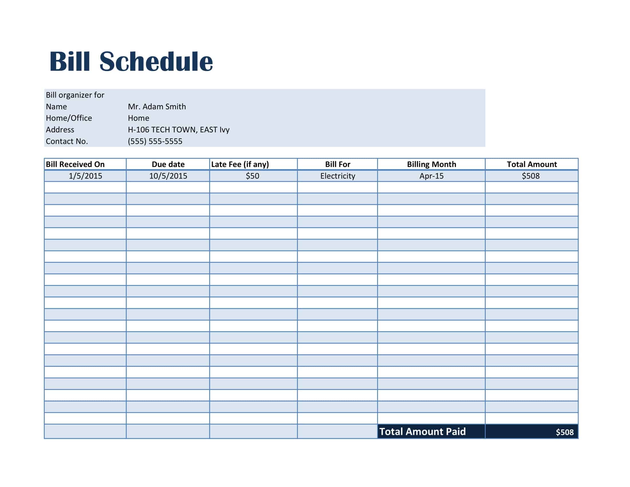 Free printable payment schedule templates [pdf, excel, word]