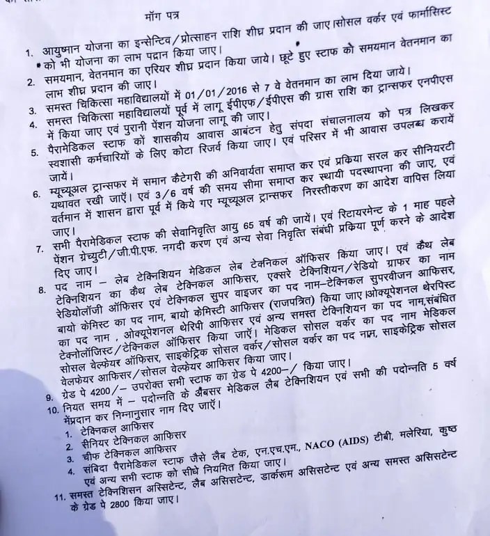 पैरामेडिकल एम्पलाइज एसोसिएशन मध्य प्रदेश ने किया सांकेतिक प्रदर्शन : बसंत कुर्मी 3 ywAAAAAAQABAAACAUwAOw==