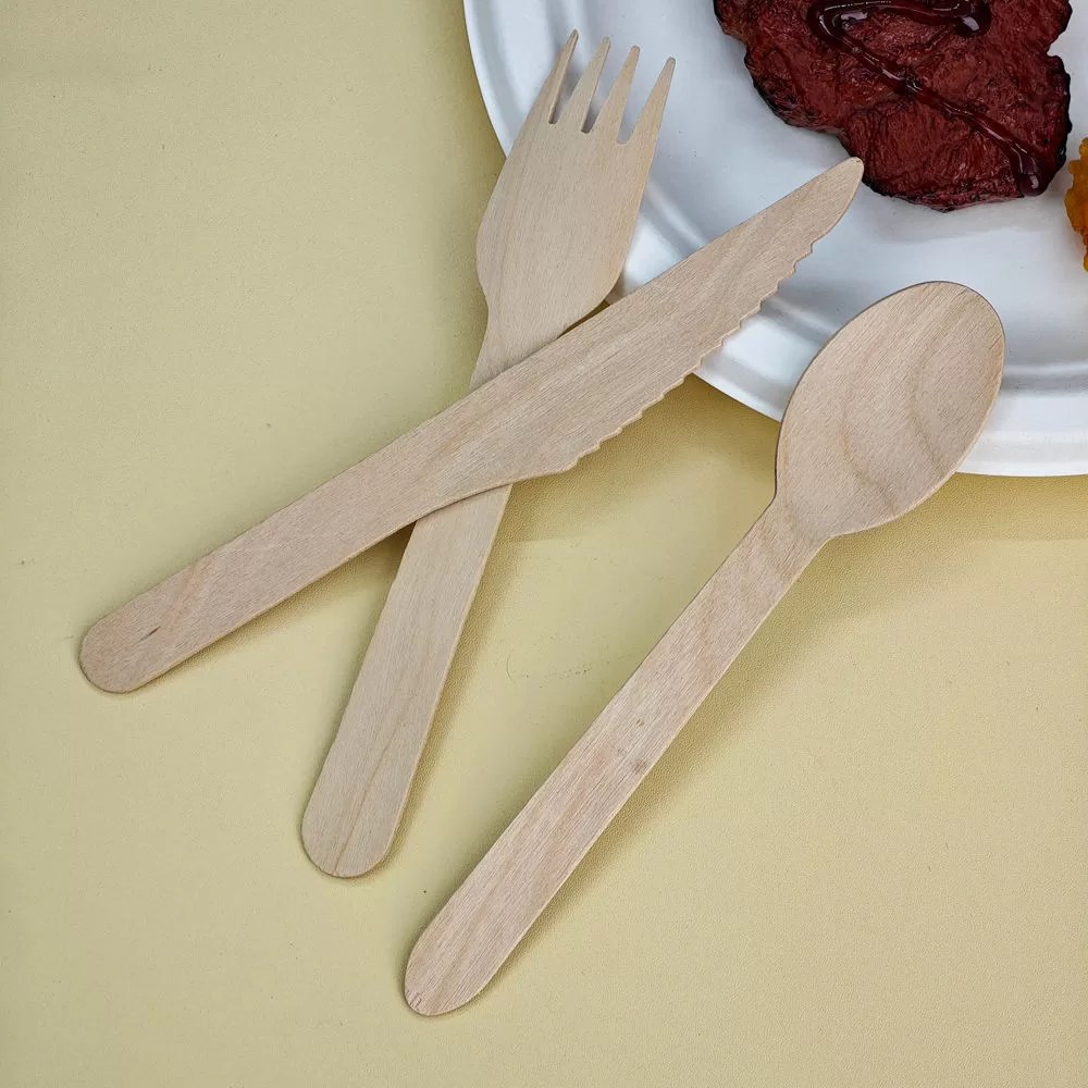 Sugarcane Bagasse Cutlery Set, Eco-Friendly Compostable Biodegradable – Disposable Spoon Fork Knife Utensils for Party, Takeout, Picnic, Camping, Sustainable Tableware - 图片 10