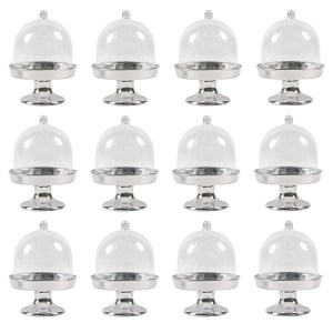 10PCS Transparent Mini Cake and Candy Stands, Cupcake Display Trays with Clear Plastic Boxes, Wedding and Birthday Dessert Packaging, Macarons, Pastries, Desktop Dessert Display, Party and Celebration Supplies