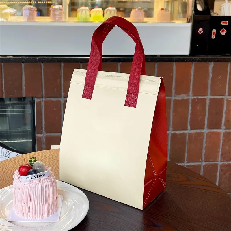 10pcs Silver Non-Woven Insulated Tote Bags, Reusable Fabric Pouches for Bread, Drinks, Food, Lunch, Grocery, Delivery, Picnic, Thermal Storage, Keep Warm or Cold, Eco-Friendly Durable Carrier - 图片 20