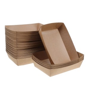 50pcs Disposable Paper Sandwich and Hot Dog Boxes, Kraft Food Boat Trays for Takeout, Picnic, BBQ, Fried Foods, and Party Snacks