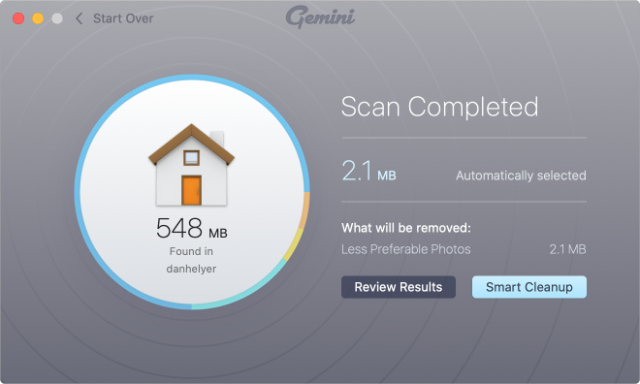 Gemini 2 Scan Completed screen with overview