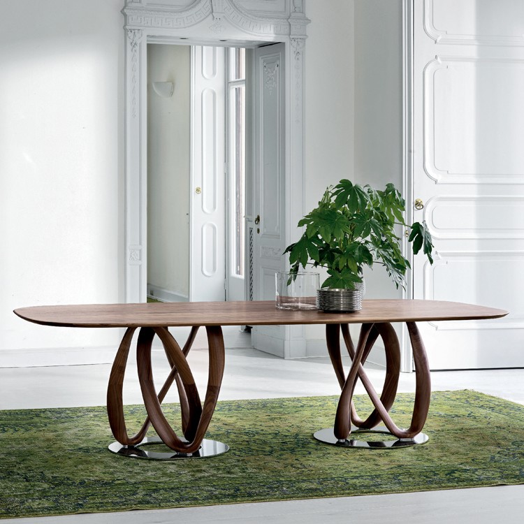 Porada Infinity Wood 2 Base Wooden Dining Table Contemporary Dining Room Furniture Ultra Modern