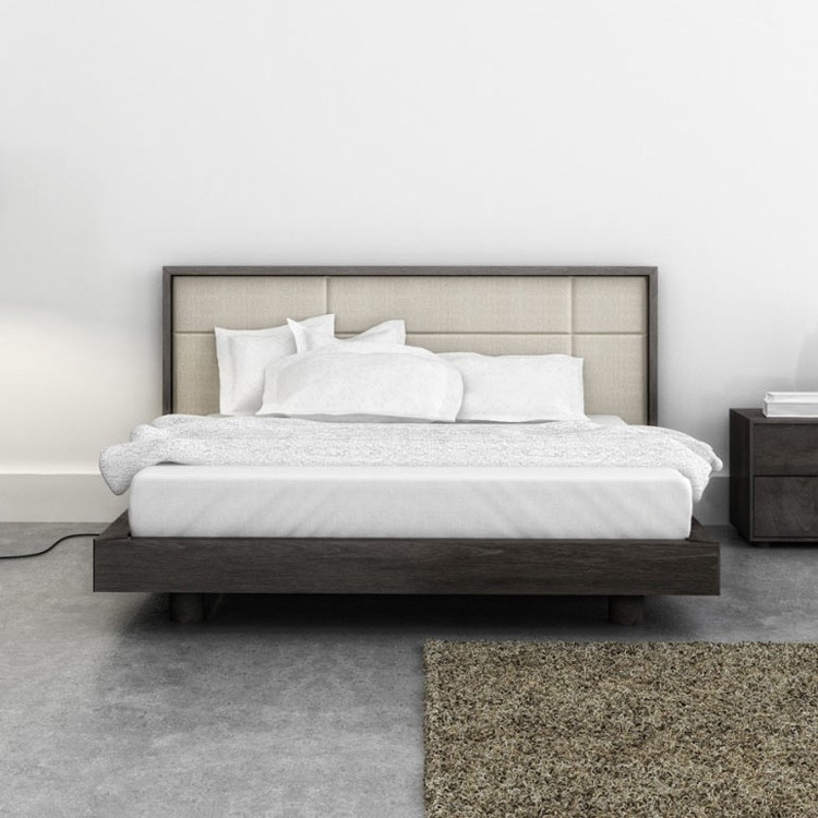 Huppe Cubic Bed Upholstered Headboard Wooden Bedroom Furniture Ultra Modern