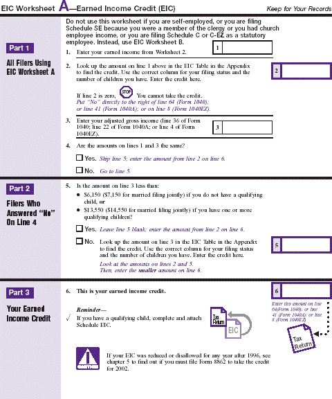 Earned income credit eic worksheet