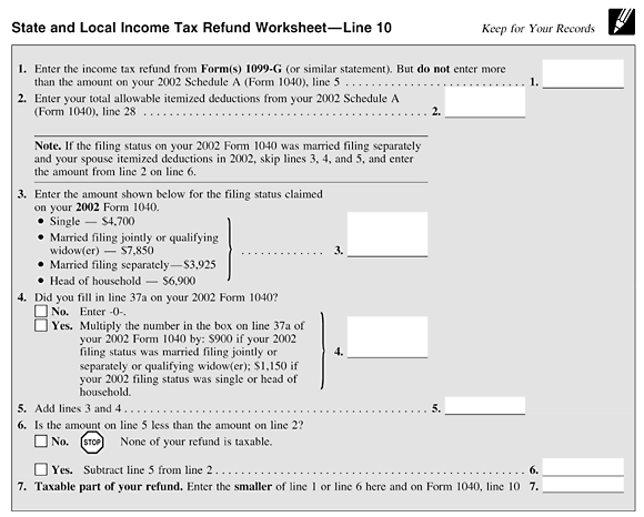 State tax refund worksheet item q line 2