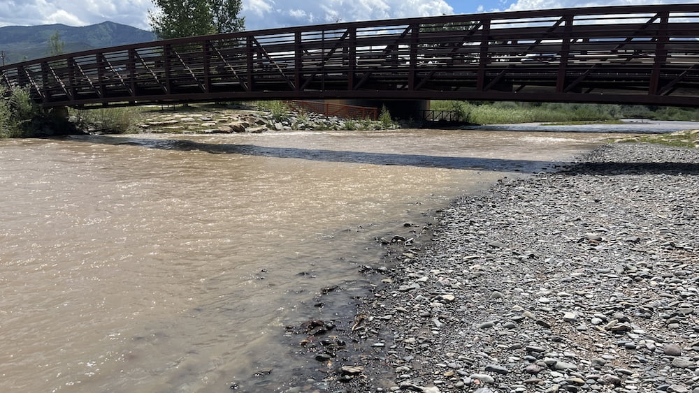Uncompahgre River at Rollans Park, Ridgway on June 28, 2024