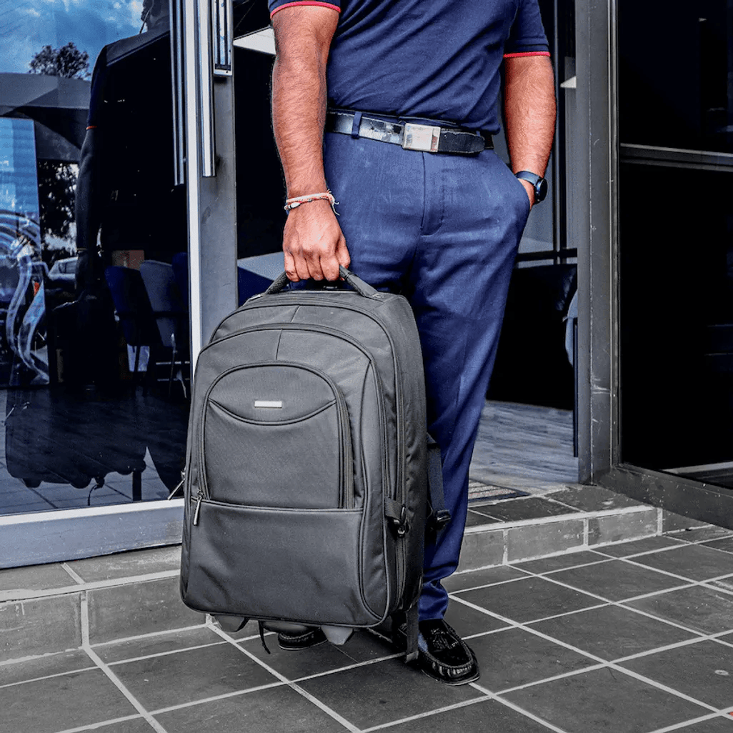 Kingsons Prime 15.6 inch Laptop Trolley Backpack - Black
