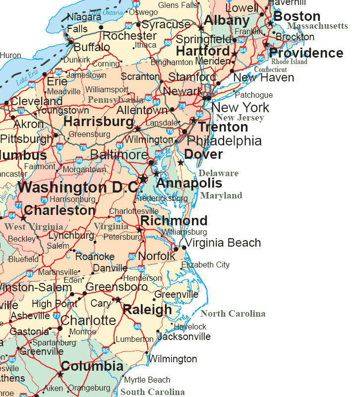 Eastern Us Road Map Online Southeast US Wall Map By Topographic Maps Usroad52 