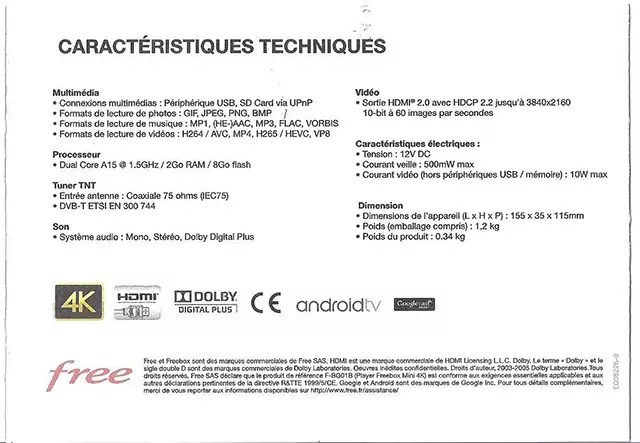 Sous toutes les coutures, séance photo individuelle de chaque élément : Notices Freebox 4k Decouvrez Les Caracteristiques Techniques La Consommation Les Formats Supportes Etc