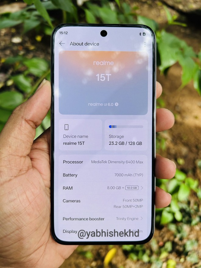 ظهور هاتف Realme 15T في صور حية يكشف تصميمه قبل الإطلاق 