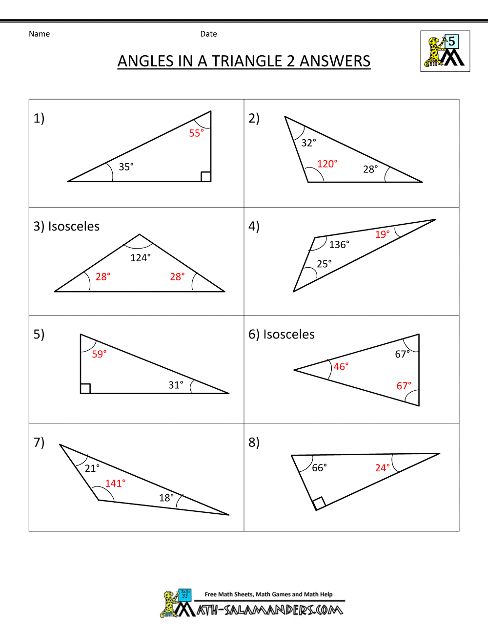 Congruent triangle worksheets free