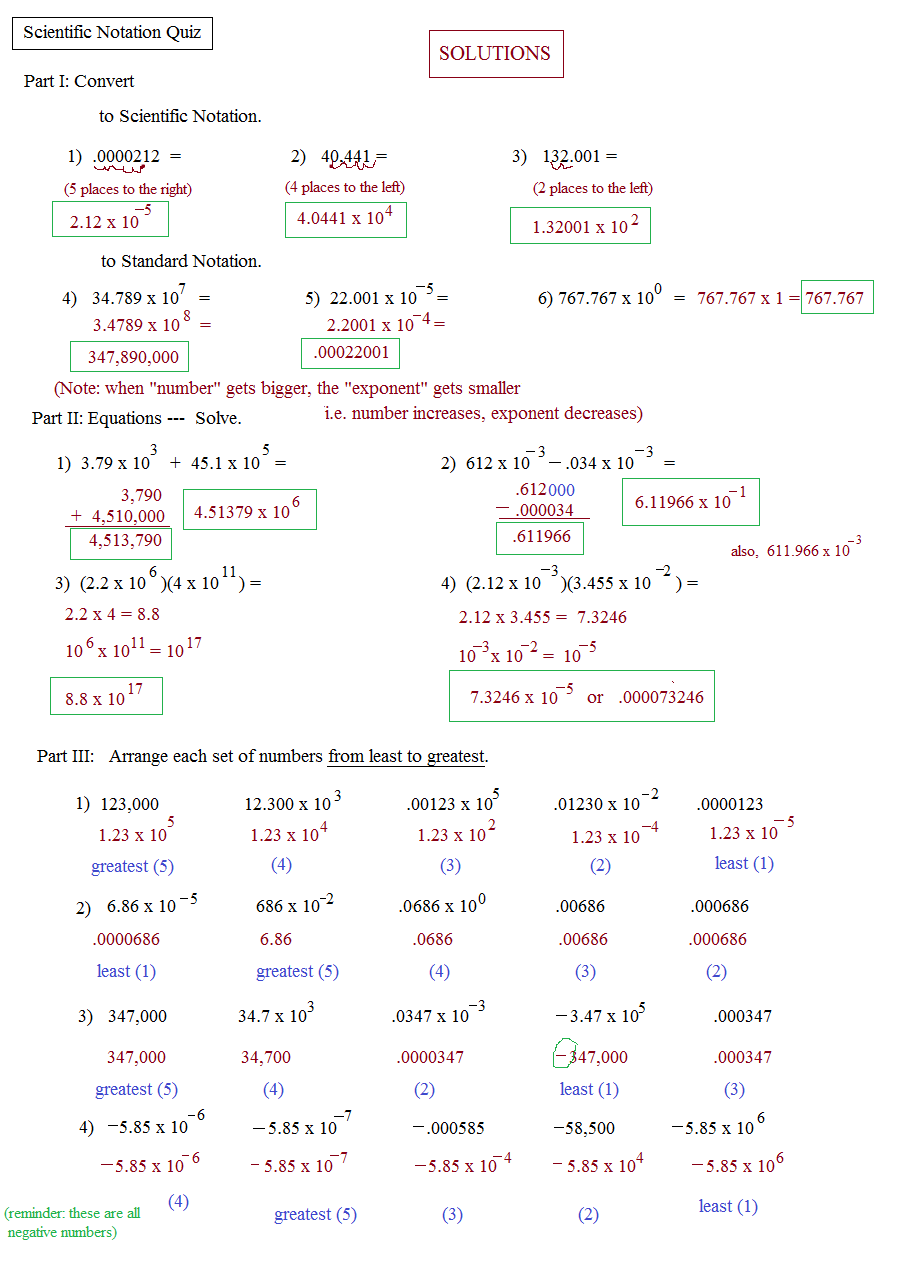 Scientific notation worksheet with answers