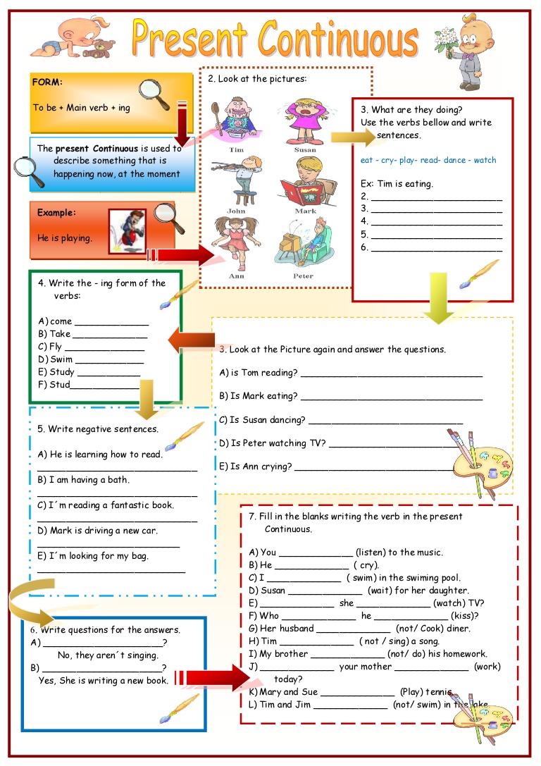worksheets present continuous tense worksheets samples