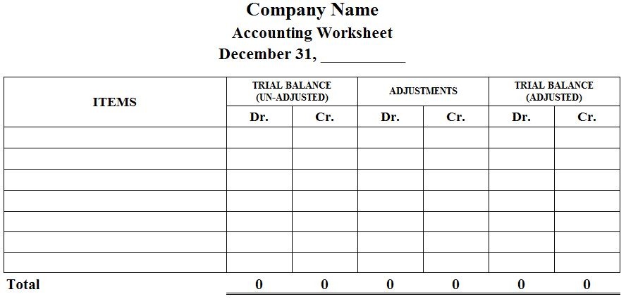 Accounting worksheet