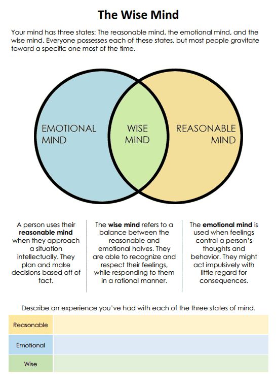 dbt therapy worksheets