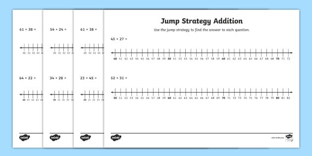 addition jump strategy number line worksheets worksheets