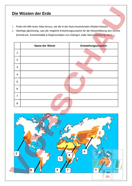 pics Wüsten Der Erde Arbeitsblatt Lösungen unterrichtsmaterial ch