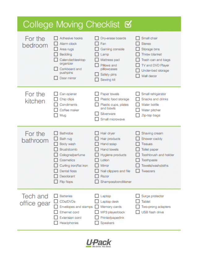 the ultimate college packing list u pack