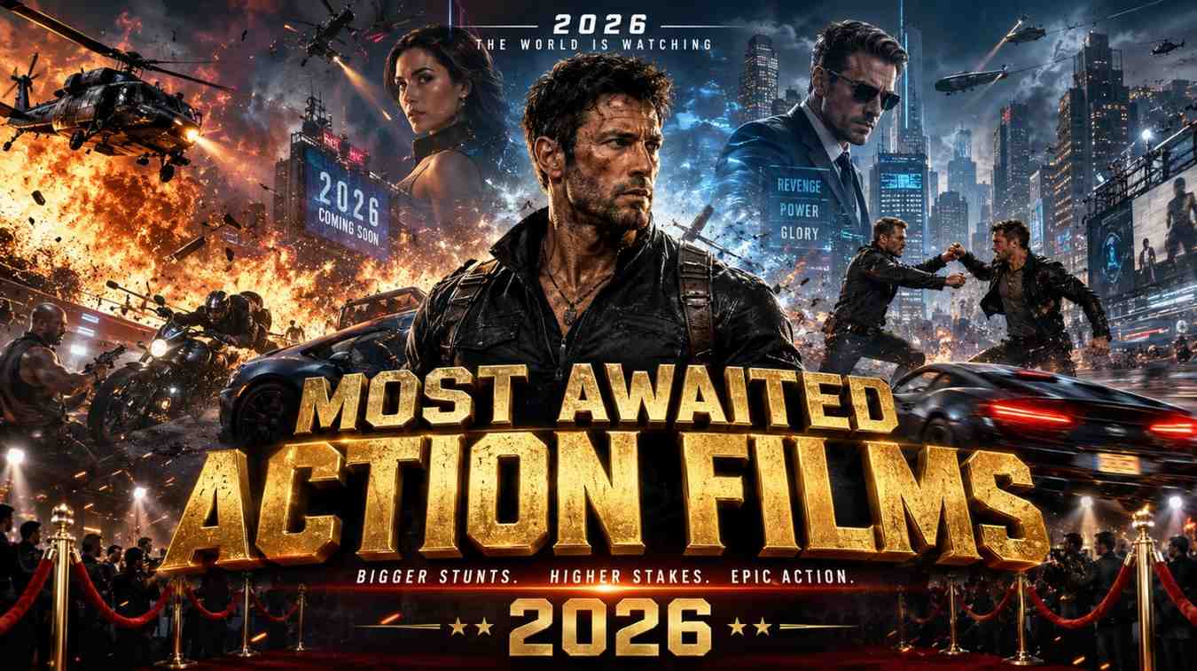 Cinematic poster of 2026's most awaited action films.