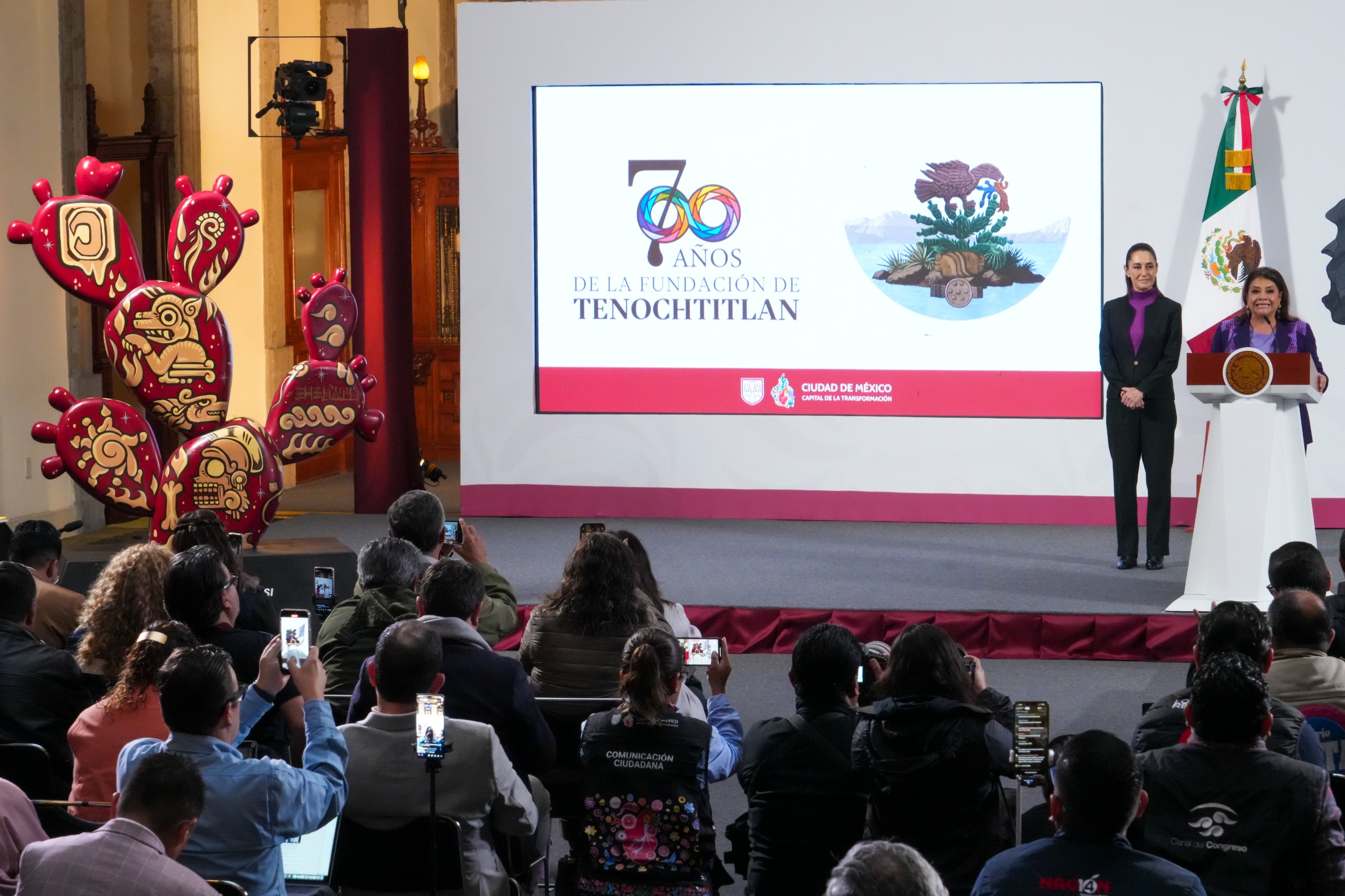 Presidenta Claudia Sheinbaum y jefa de gobierno Clara Brugada presentan celebración “México Tenochtitlan, siete siglos de legado de grandeza.