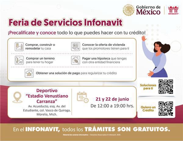 Infonavit realizará mega feria de servicios en Morelia