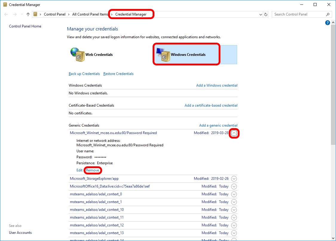Cached credential. Cached credential