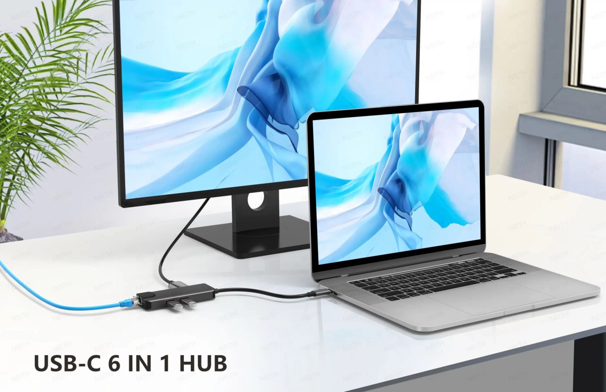 6-In-1 USB C Hub Gigabit USB C to Ethernet Adapter with 4K HDMI™, 100W Power Delivery, 3 USB 3.0 6 In 1 Full Function Banner Scaled