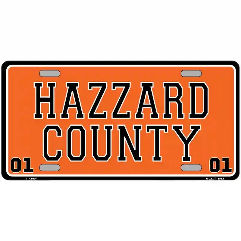 Hazard County Metal Novelty License Plate