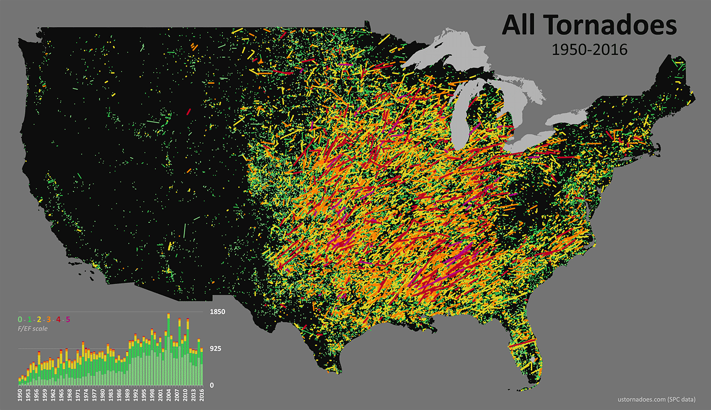 Us Tornado Forecast Map All Tornadoes 