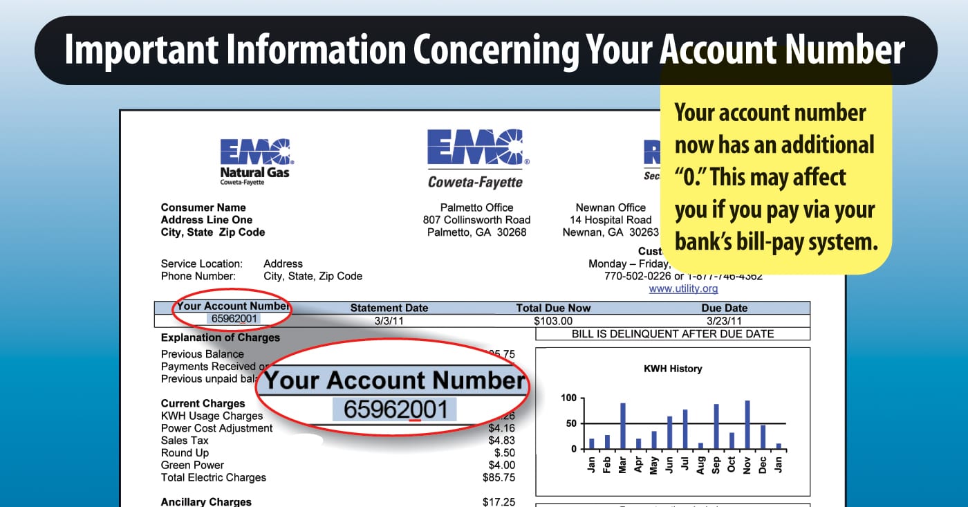 New account number for website