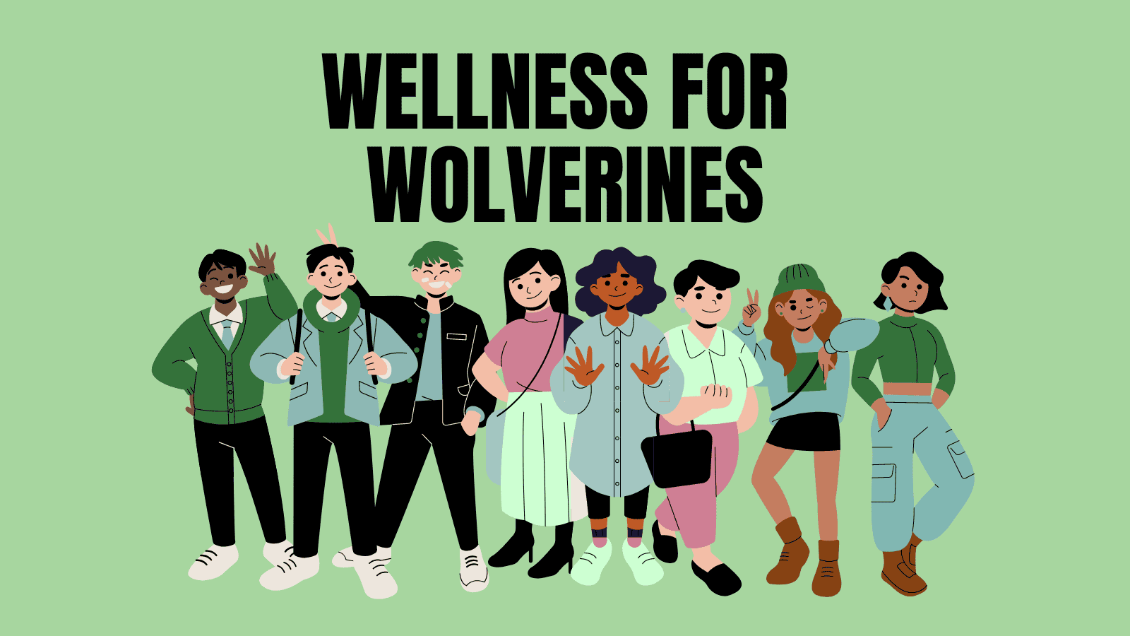 Diverse group of students representing wellness initiatives at UVU Wolverine campus, promoting health, activity, and community engagement.