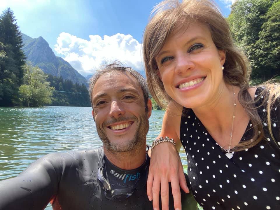 From Paralysis to NYC Marathon: S. Pellegrino Diver's Triumph Andrea with his wife stefania Busi