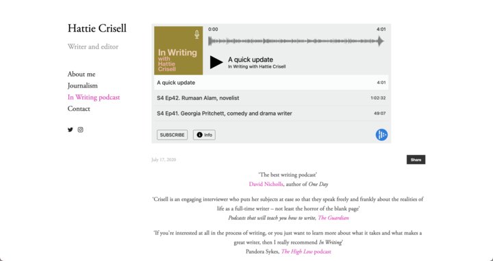 In Writing with Hattie Crisell
