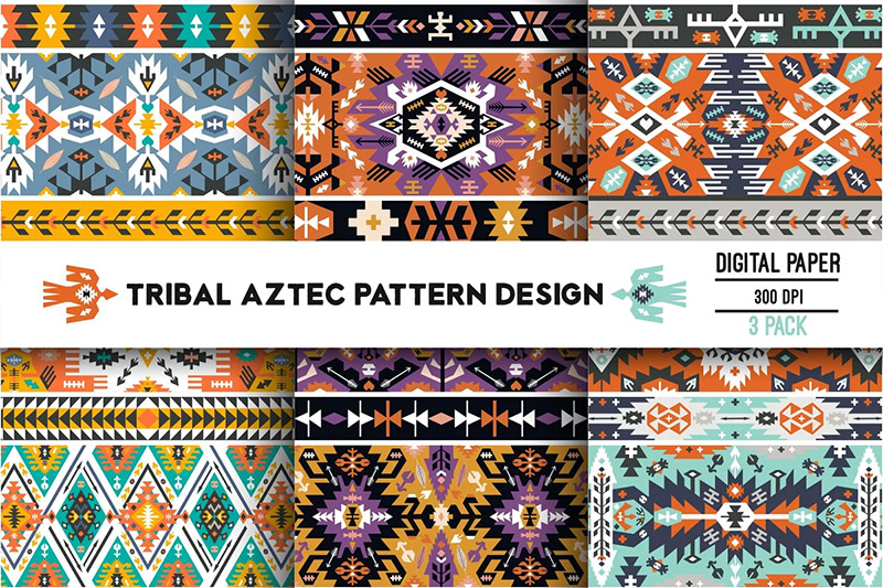 Aztec patterns and seamless backgrounds