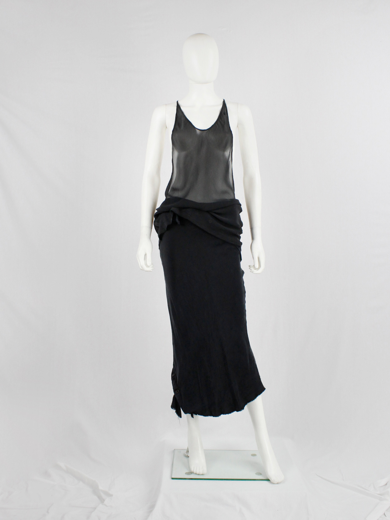Ann Demeulemeester black sheer top with minimalist back