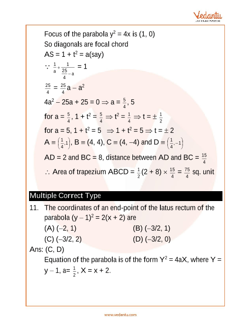 For circles, identify the center . Jee Advanced Parabola Important Questions