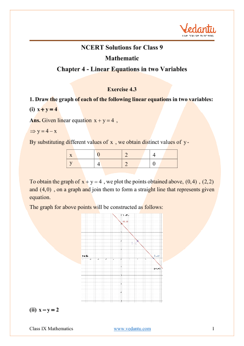 Circles · 10.1 notes · 10.1 worksheet · 10.1 answer key · 10.2 notes · 10.2 worksheet · 10.2 answer key · 10.3 notes · 10.3 worksheet. Ncert Solutions For Class 9 Maths Exercise 4 3 Chapter 4 Linear Equation In Two Variables